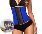  9 Steel Bones Blue Latex Corset 2XL 