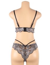 Cross Lace Strap Bra Set Gray