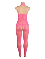 Lace And Fishnet Turtleneck Pink