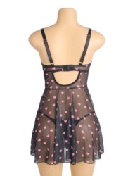 Heart Printed Lace Mesh Black