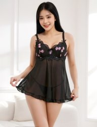 Embroidery Lace Lingerie Black