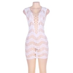 Crocheted Lace Hollow-Out Chemise Dress - XL