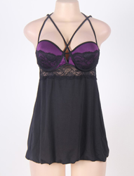 Damsel In Distress Lavander/Black Babydoll 5XL