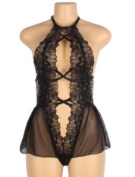 Halter Backless Floral Patterns Teddy