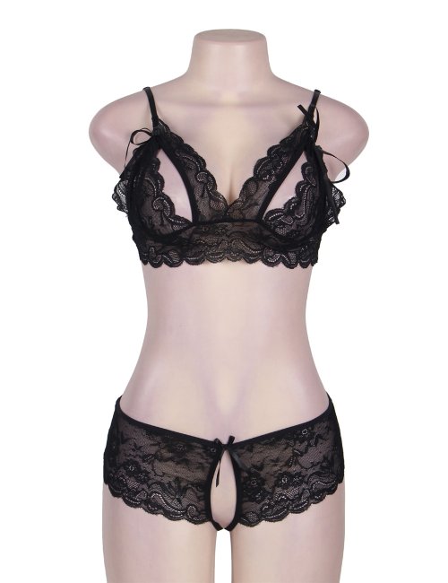 Svart Cranberry And Lace BH set