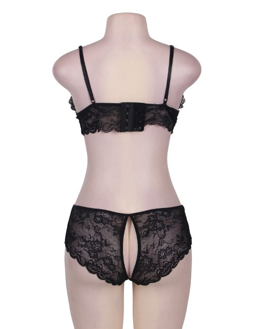 Svart Cranberry And Lace BH set