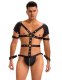 Faux Leather Harness Zipper Men Bodysuit