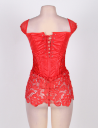 Faux Leather and Venice Lace Corset M