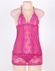 Stretch Mesh And Lace Babydoll 3XL