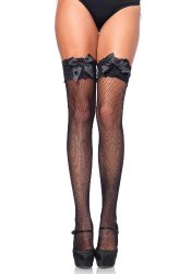 Lace Top Fishnet Thigh Highs OS