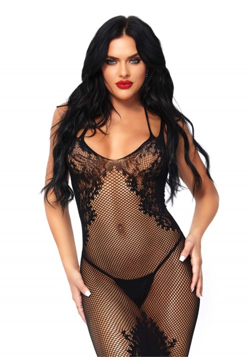 Seamless Net and Lace Dress O/S