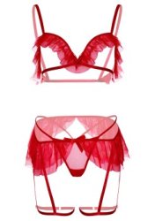 Bra, Panty and Stockings Set OS