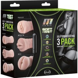 3-Pack Self-Lubricating Vibrating Stroker Sleeve Kit