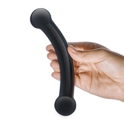 Glas - Double Bull Black Glass Dildo