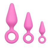 Buttplugs With Pull Ring - Pink Set