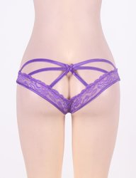 Caged Lavander Back Open Crotch Lace Panty