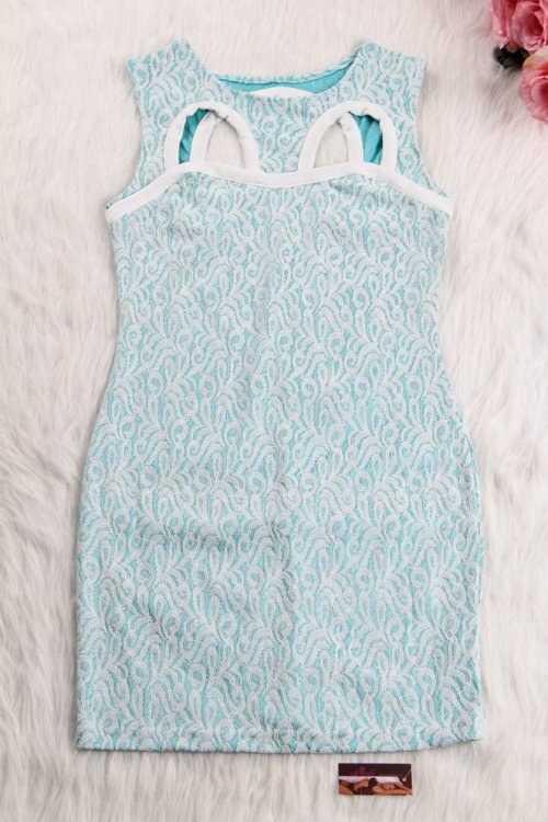 Baby Blue Fully Lined Lace Bodycon Dress
