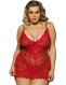  Alluring Red Romantic Flower Lace Babydoll 