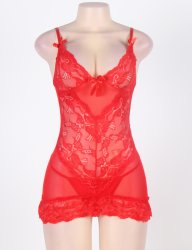 Rd Flower Laced Sexy Babydoll