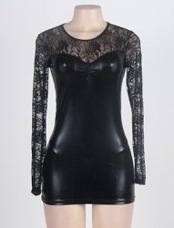 Flower Mesh Leather Dress