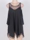  Black Hollow Shoulder Irregular Skirt 