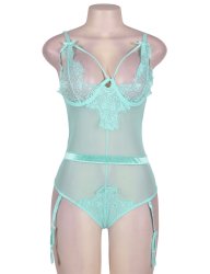 Eyelash Lace Green Teddy Lingerie