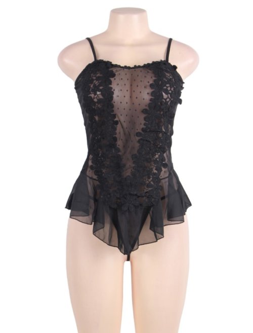 Flower Lace Babydoll - Svart