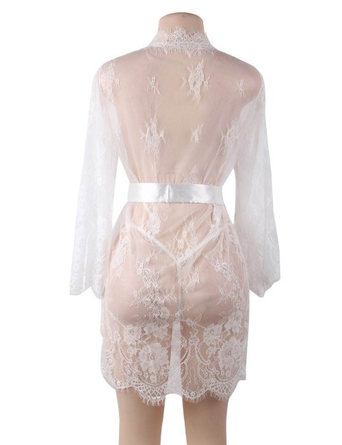 White Delicate Lace Sleepwear Gown