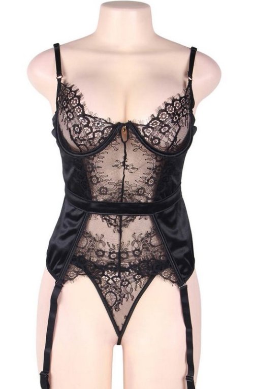 Black Lace Transparente Sexy Babydoll