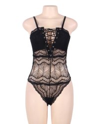 Chest Ribbon Adjusting Lace Teddy