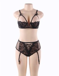 Garter Panty with Open Bust Bra Set