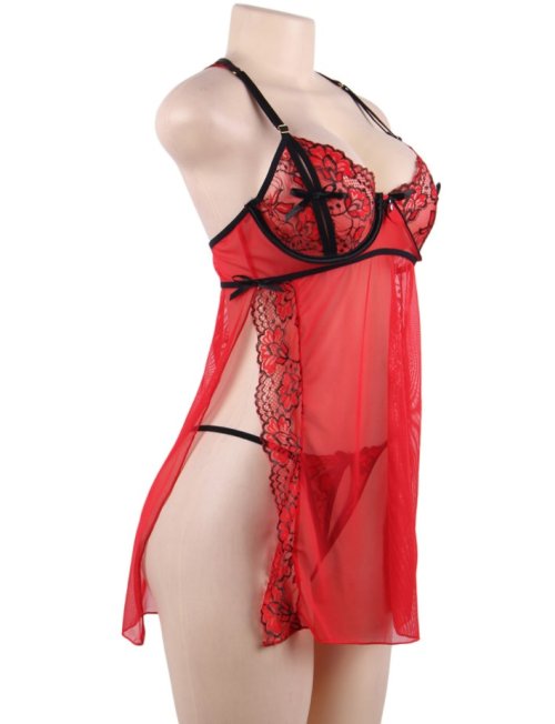 Elegant Red Lace Sexy Babydoll