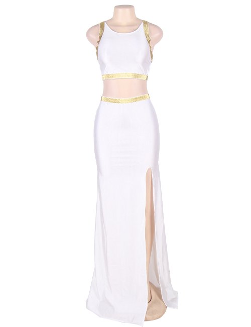 White Separate Golden Edge Dress