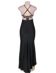 Black Embroidery Halter Evening Gown