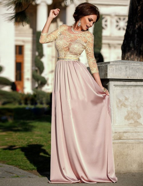 Apricot Transparent Embroidery Gown