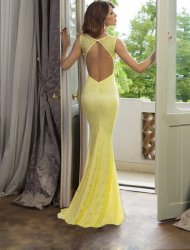 Brilliant Yellow Mermaid Tight Dress