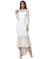  Elegant Lace Hi-low White Evening Dress 