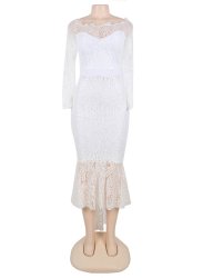 Elegant Lace Hi-low White Evening Dress